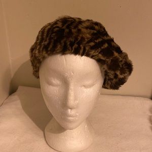 Real Fur Winter beret leopard Hat 🎩